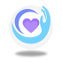 Logotipo corazón con brazo rodeado